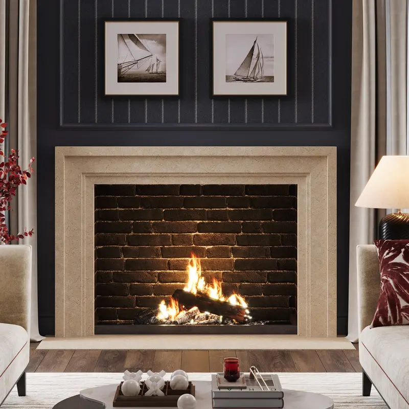 Aiden Stone Hearth Shelf – Minimalist Fireplace Mantel Design 1