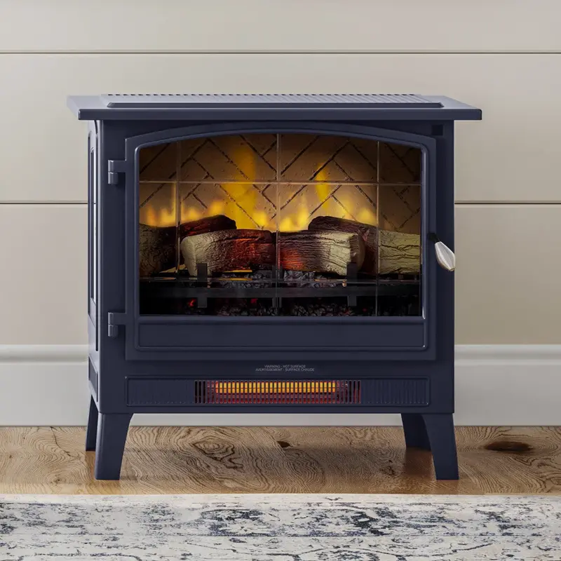 Country Living Navy Blue Infrared Electric Fireplace Stove Heater 1