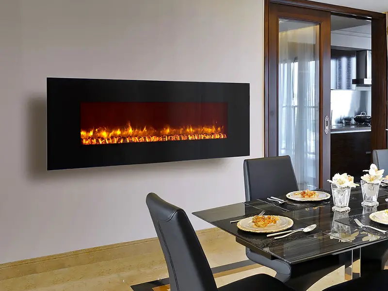 Dynasty 78-Inch Wall-Mount Electric Fireplace With Realistic Log Set 1