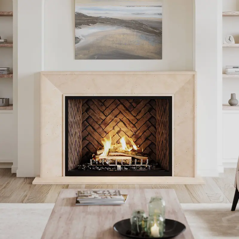 Forte Rustic Stone Fireplace Mantel Design 1