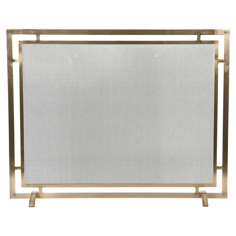 Gatsby Single-Panel Fireplace Screen – Aged Brass Finish 1