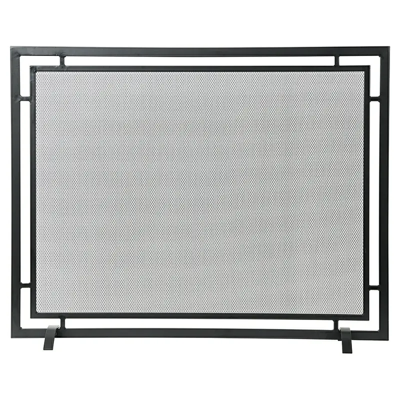 Gatsby Single-Panel Fireplace Screen – Matte Black Finish 1