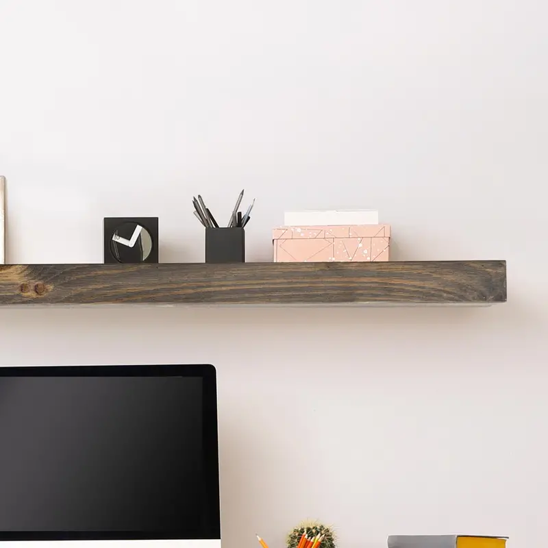 Vail Solid Wood Fireplace Mantel Shelf – Rustic Texture Finish 1