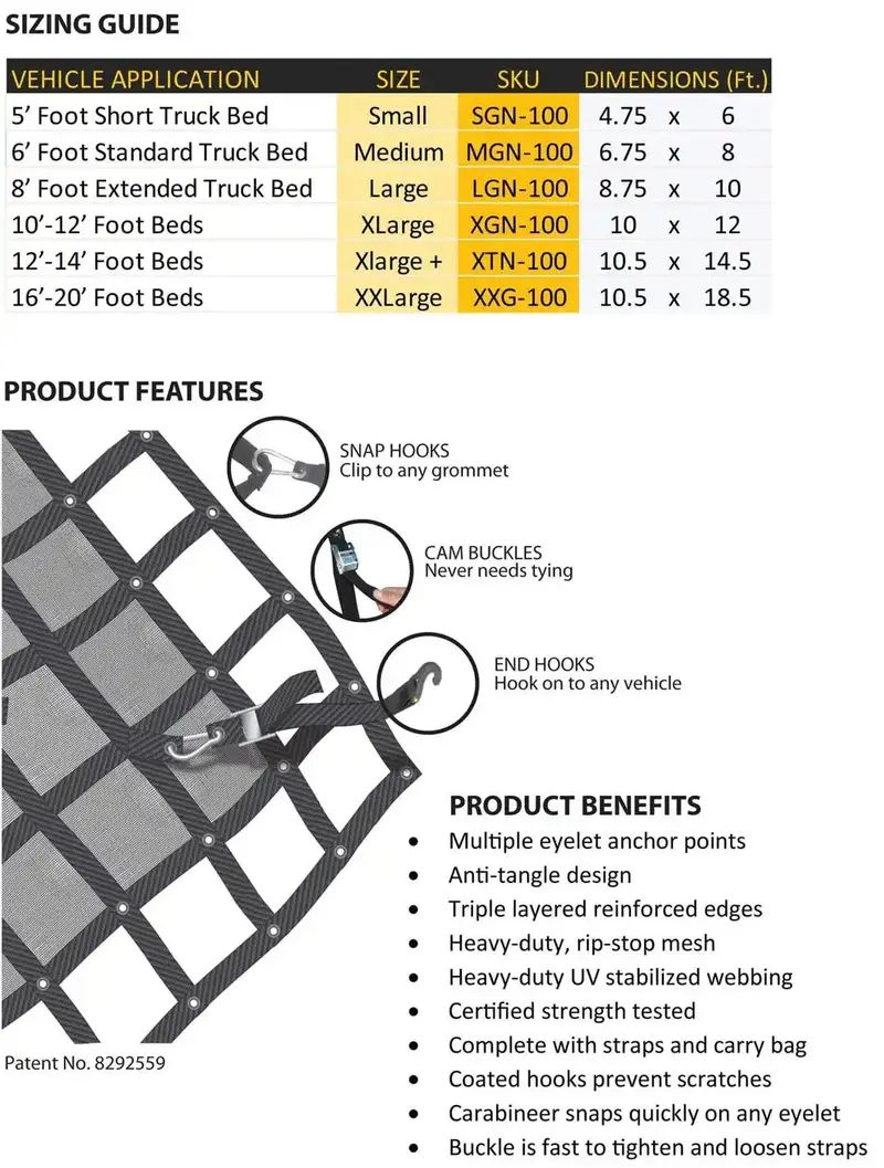 Gladiator Xx-Large Cargo Net For Vehicle Trunk Or Truck Bed Organization 1